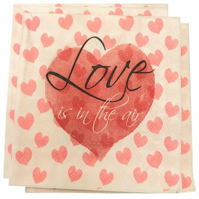 Napkins Love Hearts 20 Pack 3 Ply Paper Ambiente Party Tableware Serviettes 16.5cm x 16.5cm