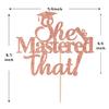 Rose Gold Glitter She Mastered that Cake Topper, Master's Graduation Cake Decor, Congrats Grad Photo Props, College Graduate Party Decorations Supplies view 2