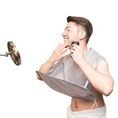 Beard Bib Beard Apron, Beard Hair Catcher for Men Shaving & Trimming, Non-Stick Beard Cape Grooming Cloth, Waterproof, Adjustable Neck Straps, Best Gifts for Men (Silver gray)