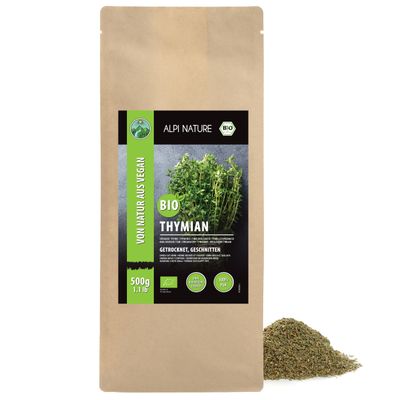 Alpi Nature Organic Thyme Dried 500g 1.1 lb, Dried and Rubbed Herb, Thyme Spice for Cooking