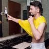 Beard Grooming Kit Shaving Catcher Apron, Beard Shaper Transparent & Black Apron Bib + Beard Bib Apron (Yellow) view 2