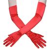 Achsoo Women's Long Evening Party Patent Leather Elegant Gloves Ladies Costume Dress Cosplay (Red(Satin Fabric)) view 1