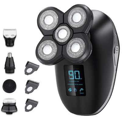 Electric Shaver,2 In 1 Multi-function Rechargeable Cordless Rotary Razor Beard Trimmer Shaver with Pop-Up Precision Trimmer 100% Waterproof with LED Display Reminder Function,Gifts for Men (black)