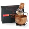 Anbbas Pure Badger Hair Shaving Brush Wood Handle and Large Soap Bowl with Stainless Steel Shaving Stand 3in1 Kit for Men view 1