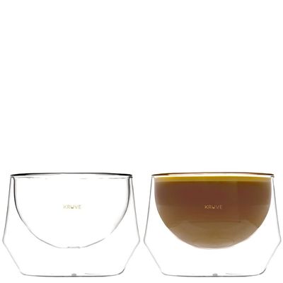 KRUVE IMAGINE Coffee Cups - Handcrafted Double-Wall Glass Cups (Set of 2, 6.5oz/200ml) - Perfect for Latte Art & Espresso - Durable Borosilicate Glass - Ideal for Coffee Mugs Lovers - Cappuccino