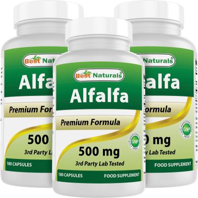 Best Naturals Alfalfa Green Super Food 500 mg 180 Capsules (180 Count (Pack of 3))