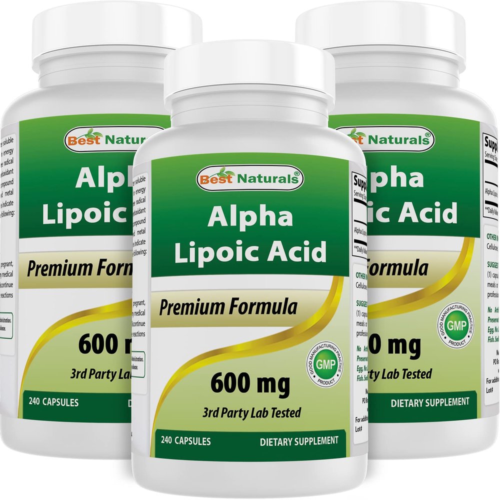 Best Naturals Alpha Lipoic Acid 600 mg 240 Capsules (240 Count (Pack of 3))