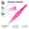Abdul of Sialkot Pointed Tweezers, Sharp Precision Ingrown Hair, Pointed for Blackheads & Splinters/Best Tweezers for Eyebrows Pack of 1 (Pink1) view 2