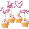24 Pack Valentine's Day Cupcake Toppers Glitter XOXO Love You Cupcake Picks Be Mine Cake Decorations for Valentine's Day Theme Wedding Bridal Shower Birthday Party Supplies Pink view 1