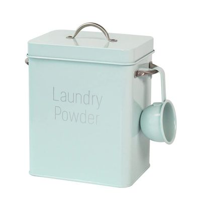 Metal Washing Powder Tin Washing Powder Box Washing Powder Storage Box Container and Scoop Home Sweet Home Laundry Powder Box Detergent Box Storage Tank Laundry Can Lid for Powder Detergent Can