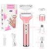 4 in 1 Women Electric Shaver Rechargeable Waterproof Razor Painless Epilator Body Hair Remover Nose Hair Beard Bikini Trimmer Eyebrow Face Facial Armpit Legs Removal Clipper Lady Grooming Groomer Kit view 2
