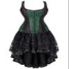 jutrisujo Corset Dress Sexy Skirt Set Gothic Outfits Costume Basquesr Victorian Green Black 4XL view 2