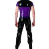 Latex Rubber Shirt Front Zipped Latex Costumes for Men,White,XXXL view 3
