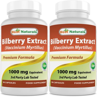 Best Naturals Bilberry Extract 1000mg for Healthy Vision, 90 Count (90 Count (Pack of 2))