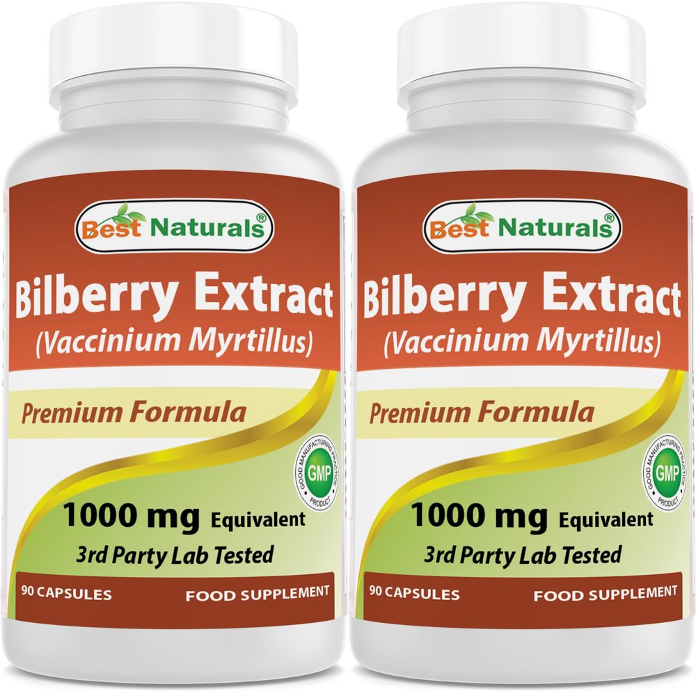 Best Naturals Bilberry Extract 1000mg for Healthy Vision, 90 Count (90 Count (Pack of 2))