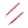 2 Pcs Eyelash Extension Tweezers - Straight & Curve Tip, Stainless Steel