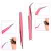 2 Pcs Eyelash Extension Tweezers - Straight & Curve Tip, Stainless Steel view 4