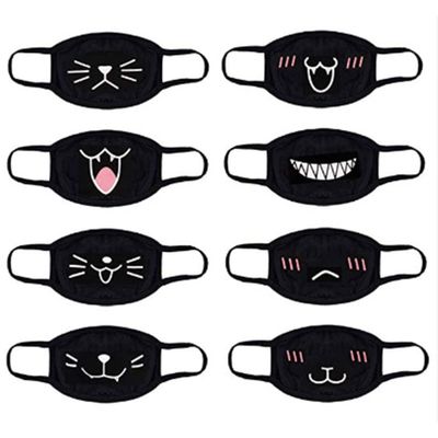 US Stock8/9/10 Pieces Adults Protect_Cover_Mask Washable Reusable Fashion Design Skin Care Cotton Fabric Cute Expression (8PCS)