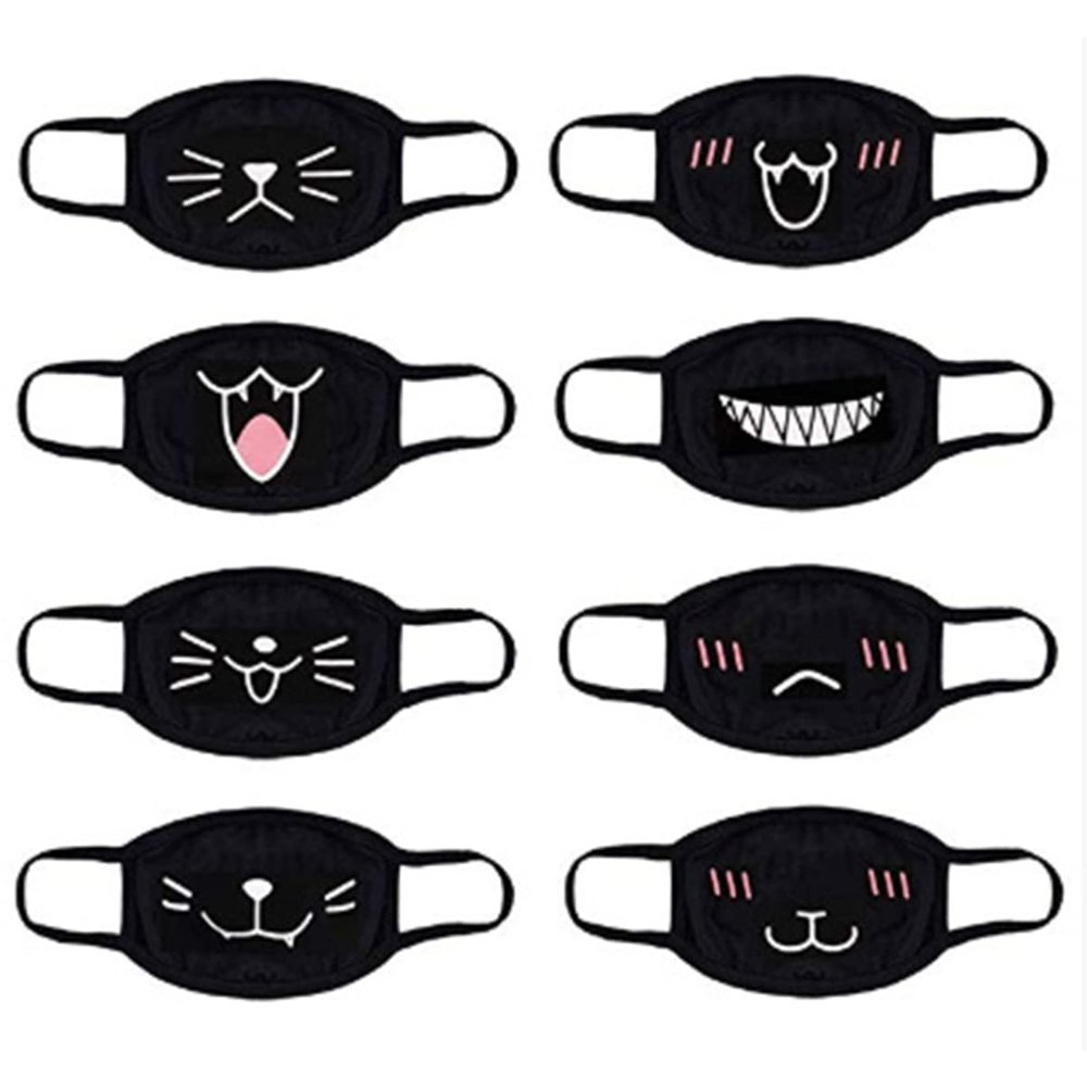 US Stock8/9/10 Pieces Adults Protect_Cover_Mask Washable Reusable Fashion Design Skin Care Cotton Fabric Cute Expression (8PCS)