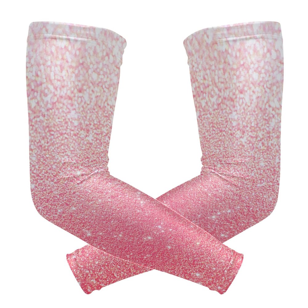 Abstract Pink Gradient Glitter Shiny Stars Lights Texture 1 Pair Cooling Sports Arm Sleeves, Cover Uv Sun Protection Warmer for Sports Men Women Running Golf Cycling Riding Jogging