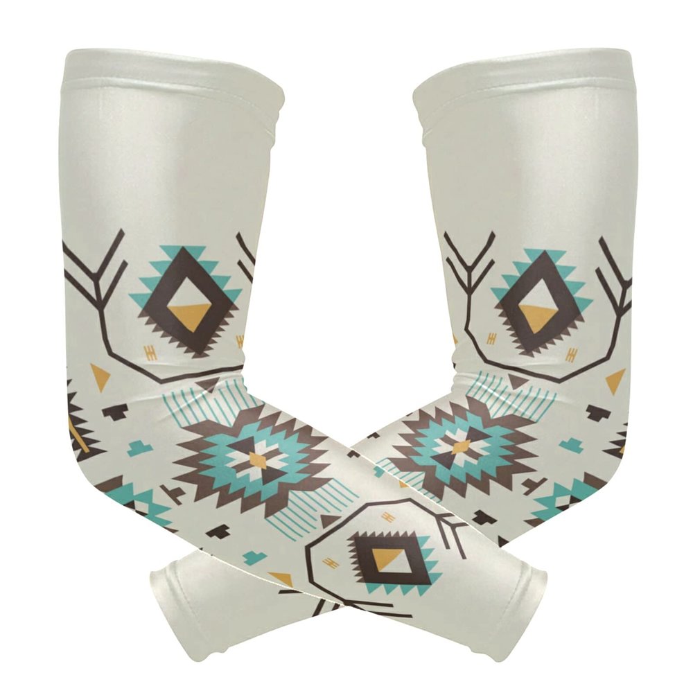 Ethnic Tribal Pattern 1 Pair Cooling Sports Arm Sleeves, Cover Uv Sun Protection Warmer for Sports Men Women Running Golf Cycling Riding Jogging