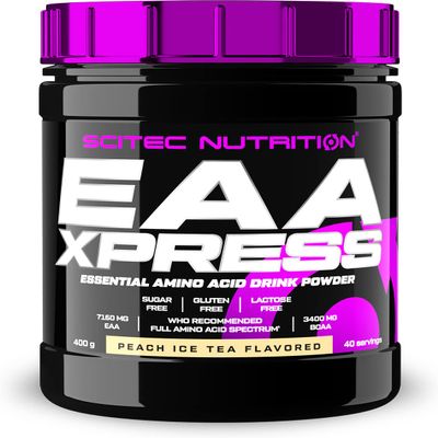 Scitec Nutrition EAA Xpress Full Spectrum Essential Amino Acids 3400mg BCAA, 7160mg EAA Gluten-Free, Sugar-Free, Lactose-Free, 400 g, Peach Ice Tea