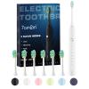 7AM2M Sonic Electric Toothbrush for Adults and Kids with 6 Brush Heads, 5 Modes with 2 Minutes Build in Smart Timer, One Charge Use for 90 Days, Rechargeable Toothbrushes (White) view 1