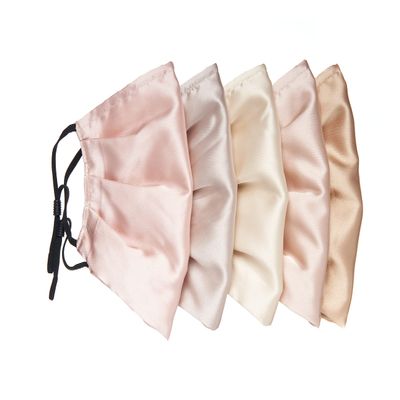 Habac Studio Pack of 5 Satin Silk Face Masks, Face Masks Washable UK, Reusable Face Mask, Mens Face Mask, Silk Mask, Masks for Women, Silk Face Covering, Nose Wire, Adjustable, UK Seller (Nudes)