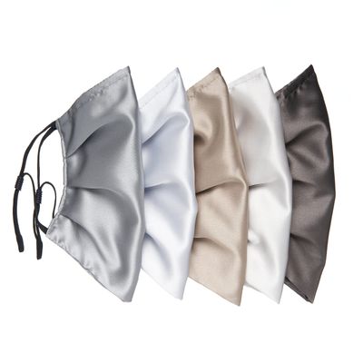 Habac Studio Pack of 5 Satin Silk Face Masks, Face Masks Washable UK, Reusable Face Mask, Mens Face Mask, Masks for Women, Silk Face Covering, Nose Wire, Adjustable, UK Seller (Greys)