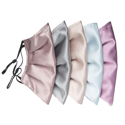 Habac Studio Pack of 5 Satin Silk Face Masks, Face Masks Washable UK, Reusable Face Mask, Mens Face Mask, Masks for Women, Silk Face Covering, Nose Wire, Adjustable, UK Seller (Pastels)