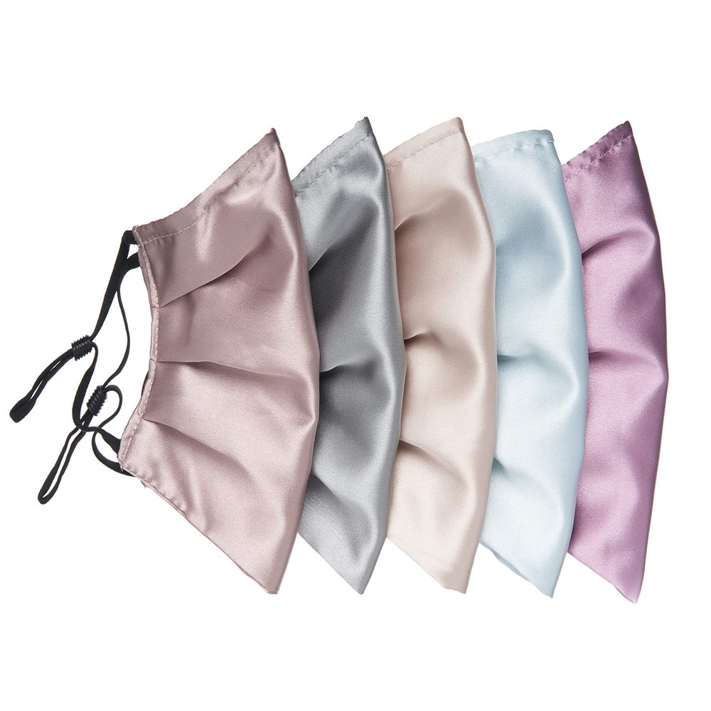 Habac Studio Pack of 5 Satin Silk Face Masks, Face Masks Washable UK, Reusable Face Mask, Mens Face Mask, Masks for Women, Silk Face Covering, Nose Wire, Adjustable, UK Seller (Pastels)