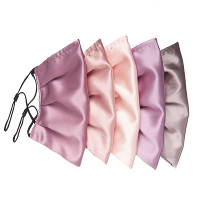 Habac Studio Pack of 5 Satin Silk Face Masks, Face Masks Washable UK, Reusable Face Mask, Mens Face Mask, Masks for Women, Silk Face Covering, Nose Wire, Adjustable, (Pinks)