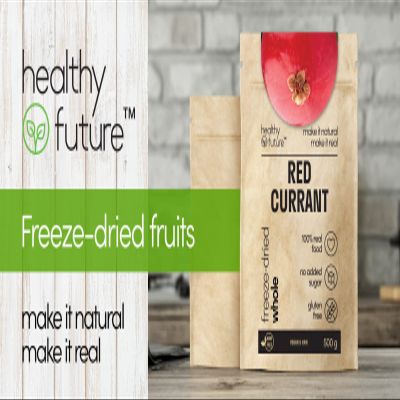 Healthy Future Freeze Dried Red Currant | Lyophilised Whole Fruit, Not Irradiated | 100% Natural, Vegan, Kosher | Free from Gluten, Sulphur, Preservatives, Added Sugar, GMO | 1 Pack of 500 g
