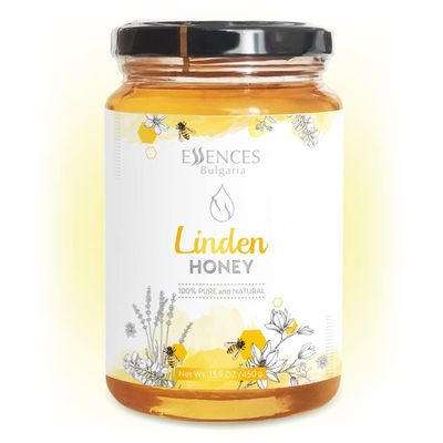 Essences Bulgaria Raw Linden Honey 15.9 OZ | 450gr | Amazing Taste | 100% Pure and Natural | Without additives | Raw Bee Honey | Natural Sweetener | GMO-Free | Gluten-Free