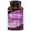 Biotin Hair Growth Vitamins 12,000mcg 365 D-Biotin Tablets Enriched with Zinc & Selenium  Vegan Hair Skin & Nails Vitamins for Women and Men High Strength Hair Vitamins - UK Made by New Leaf view 1