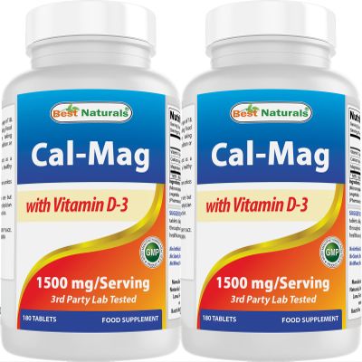 Best Naturals Calcium Magnesium with Vitamin D3 1500mg Serving 180 Tablets (180 Count (Pack of 2))