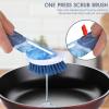 MASTERTOP Soap Dispensing Dish Brush, 4 in 1 Dish Scrubber Brush with Soap Dispenser, Washing Up Brushes for Kithen Pot Pan Sink Cleaning, Send 4 Brush Heads view 4