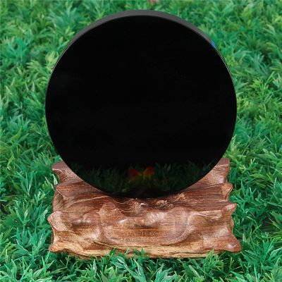 100mm Black Obsidian Scrying Mirror Crystal Gemstone Healing Stone Gift Home Shop Beatiful Lucky Feng Shui Decoration Crafts