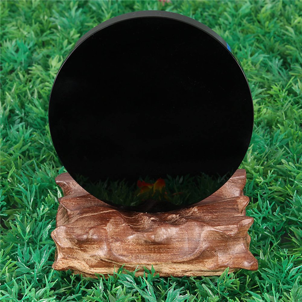 100mm Black Obsidian Scrying Mirror Crystal Gemstone Healing Stone Gift Home Shop Beatiful Lucky Feng Shui Decoration Crafts
