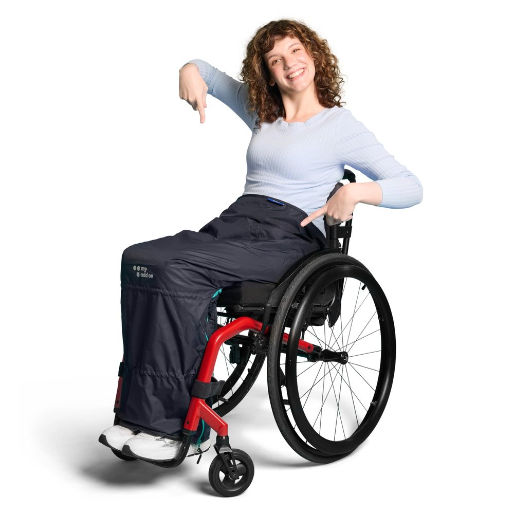 MyBlanket Wind & Waterproof Wheelchair Blanket Placed Without Getting up from The Wheelchair, Manual and Electric wheelchairs, 38 x 24 x 8 cm, Washable at 30C, Night Blue (S-M)