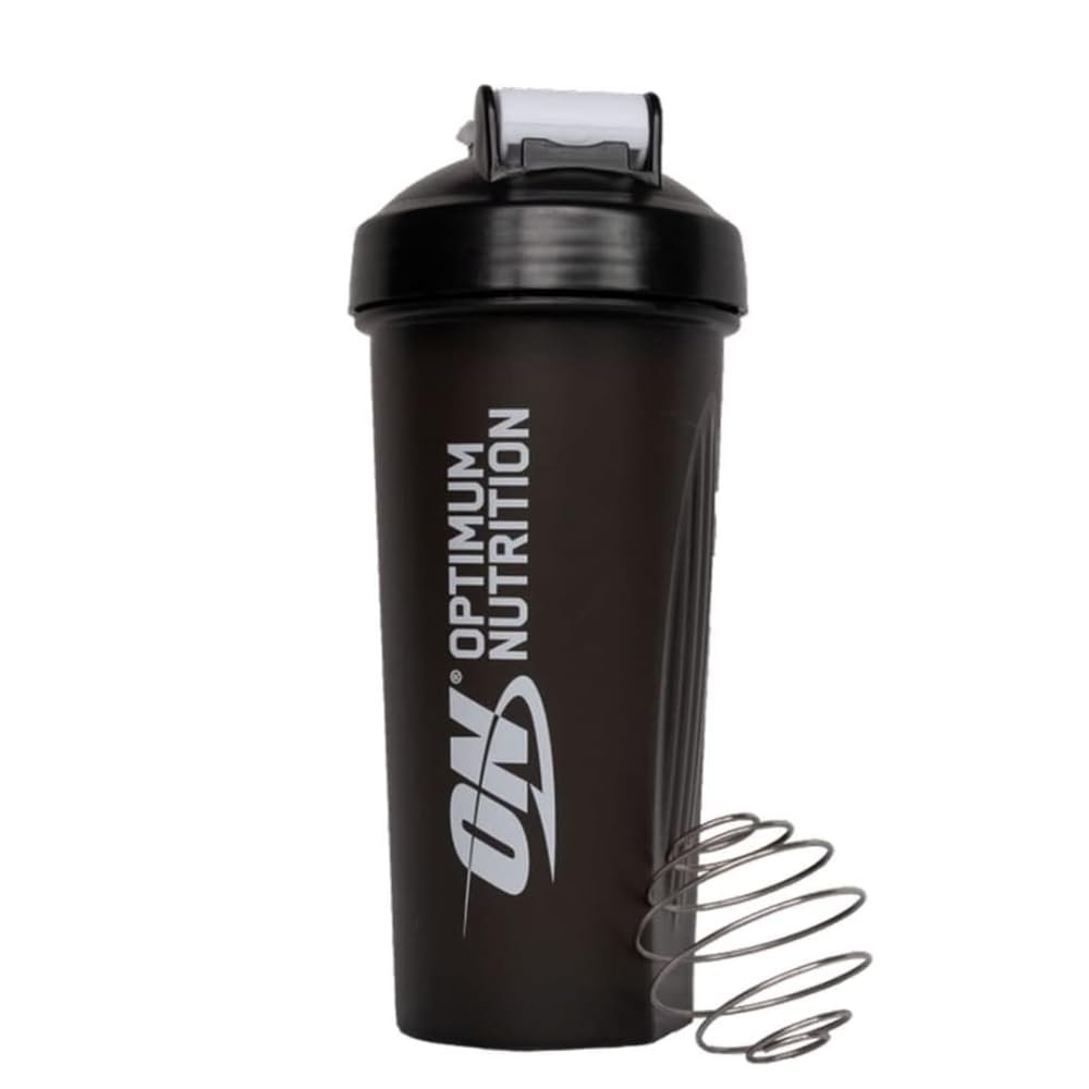 Optimum Nutrition Shaker with Stainless Steel Mixing Ball, BPA- and DEHP-free, Dishwasher Safe, For Protein Powder, Workout Supplements and Meal Replacement Shakes, Black, 600 ml