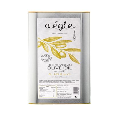 Aegle 5L Early Harvest Cold Pressed Olive Oil Extra Virgin, Premium Quality Polyphenol Rich Greek EVOO, Monovarietal green Koroneiki, Single Estate, Messenia, 5Litre Tin