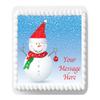 Cute Christmas Snowman PERSONALISED 7.5 inch SQUARE on Decor Icing Sheet Edible Cake Topper - Perfect for Decorating Larger Cakes view 1