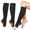 Zipper Compression Socks, Nylon Open Toe Leg Shaping Socks for Women, for Leg Shaping and Slimming, Ankle Compression(L/XL-Black) view 1