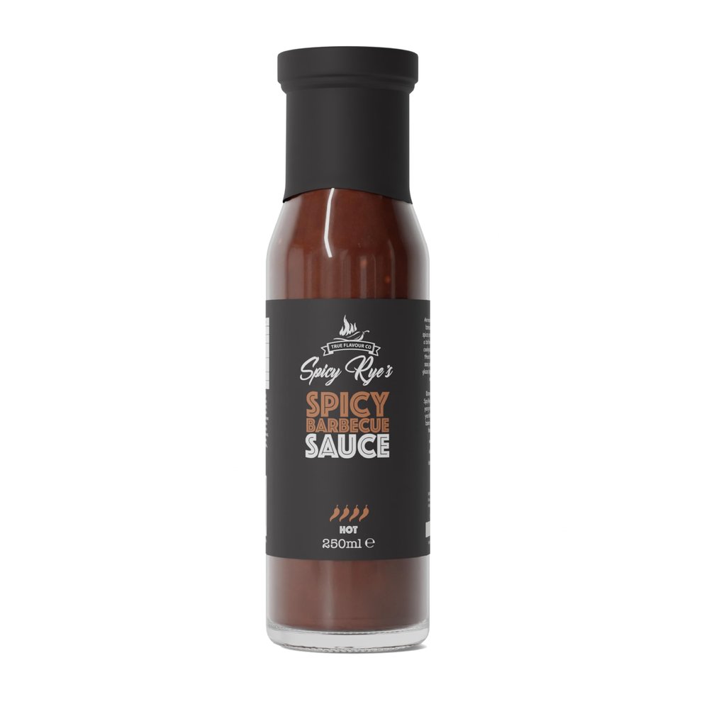 Spicy Rye's Spicy BBQ Sauce 250ml - Smooth, Smokey Hot Sauce with Tomatoes, Honey & Scotch Bonnet Chillies - For Dipping & Marinading