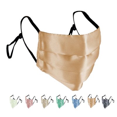 Satin Silk Face Masks | Double Layered Reusable & Washable | Handmade in UK | Adjustable Face Coverings Facemask For Women (Copper Gold)