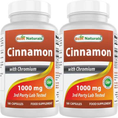 Best Naturals Cinnamon 1000 mg with Chromium 200 mcg 180 Capsules (180 Count (Pack of 2))
