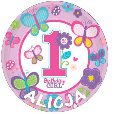 1st Birthday Girl Personalised Cake Topper 7.5" Edible Wafer Paper Cake Toppers Birthday Cakes cupcake cakes