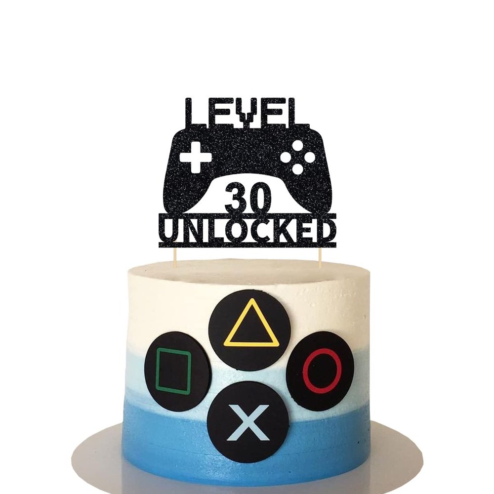 Level 30 Unlocked Cake Topper 30th Birthday Cake Topper Video Game Controller Theme Cake Decorations Party Supplies