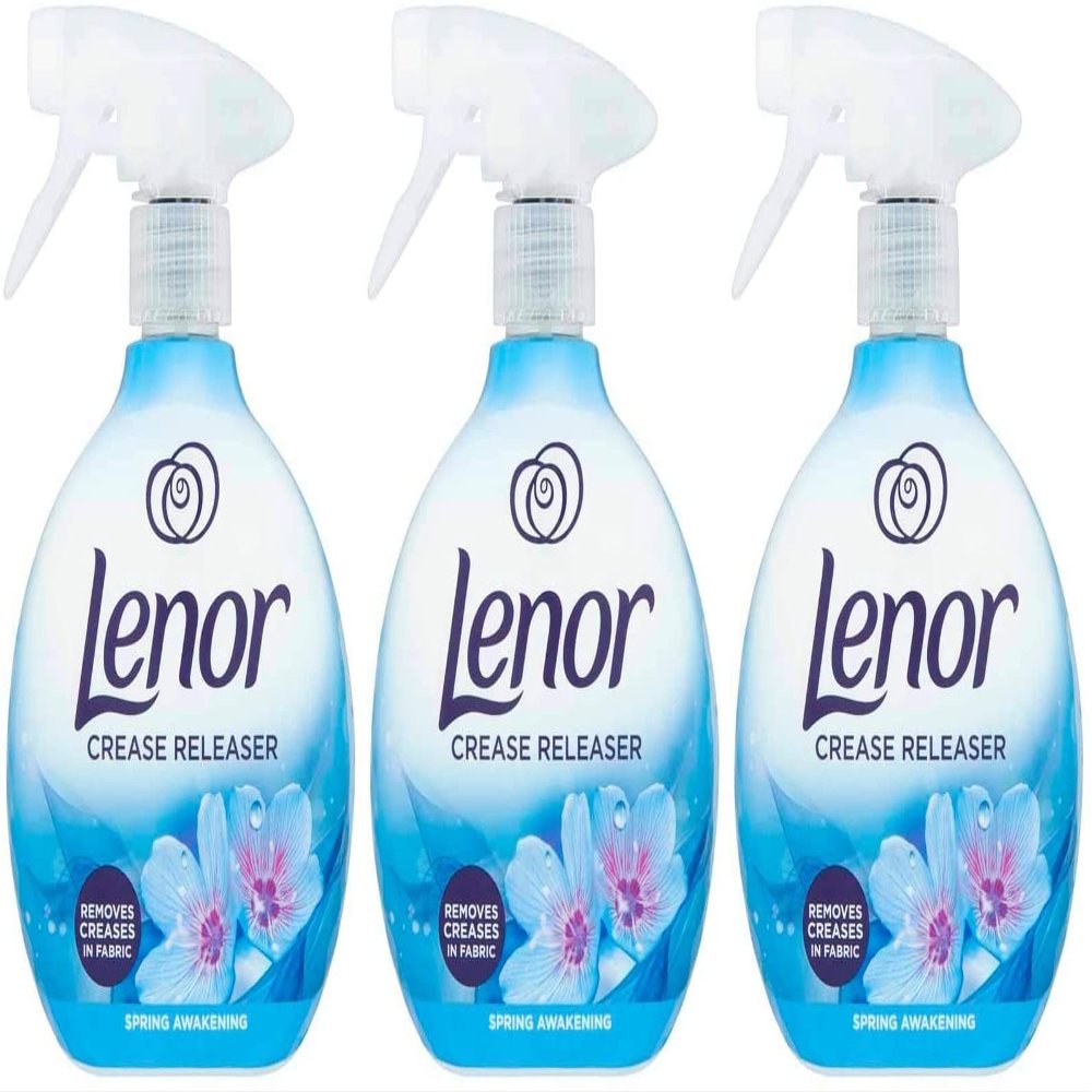Lenor Crease Releaser Spray Removes Creases in Fabric. Spring Awakening Scent, Package of Three, 3 x 500ml
